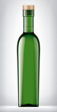 Arka planda tıpası olan renkli cam şişe. 