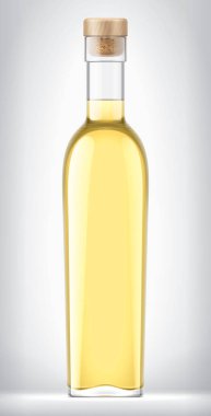 Arka planda mantarlı cam şişe. 