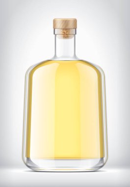 Arka planda mantarlı cam şişe. 