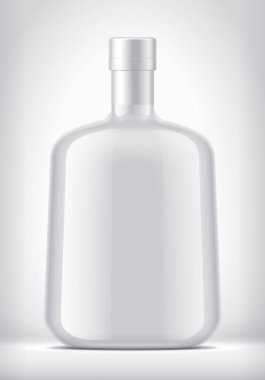 Arkaplanda folyo olan şeffaf olmayan beyaz şişe. 