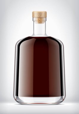 Arka planda mantarlı cam şişe. 