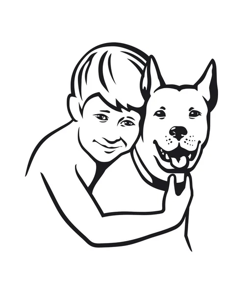 Ein Junge Mit Hund — Stockvektor