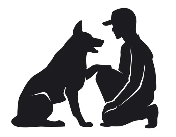 Человек Собакой — стоковый вектор