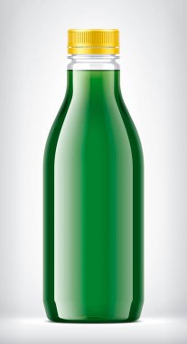 Arkaplanda plastik şişe. 