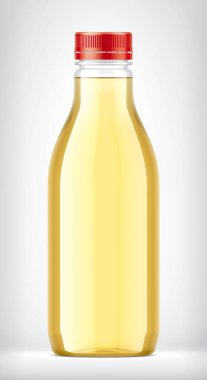 Arkaplanda plastik şişe. 