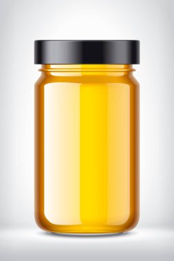 Arkaplanda Ballı Cam Kavanoz. 