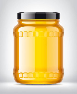 Arkaplanda Ballı Cam Kavanoz. 