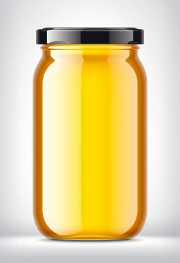 Arkaplanda Ballı Cam Kavanoz. 