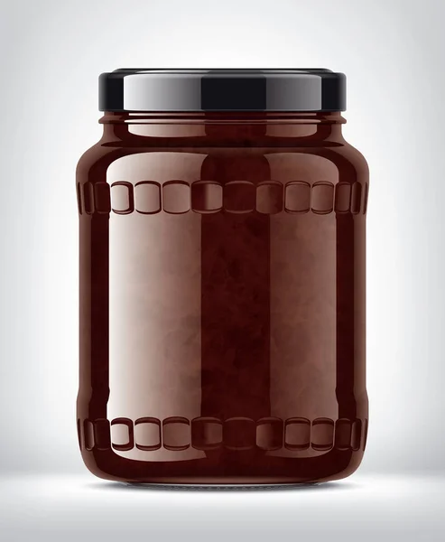 Glasgefäß Mit Marmelade Auf Hintergrund — Stockfoto