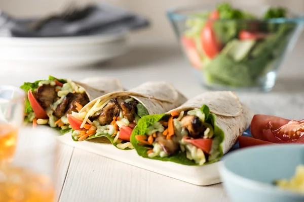 Gegrillte Chicken Burrito Wraps — Stockfoto