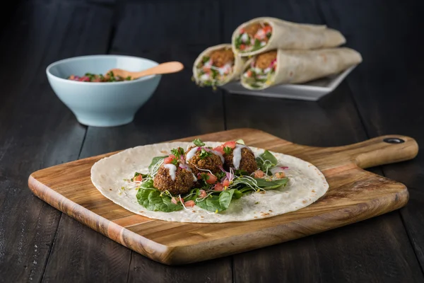 Vegan Falafel Wrap With Salsa — Stock Photo, Image