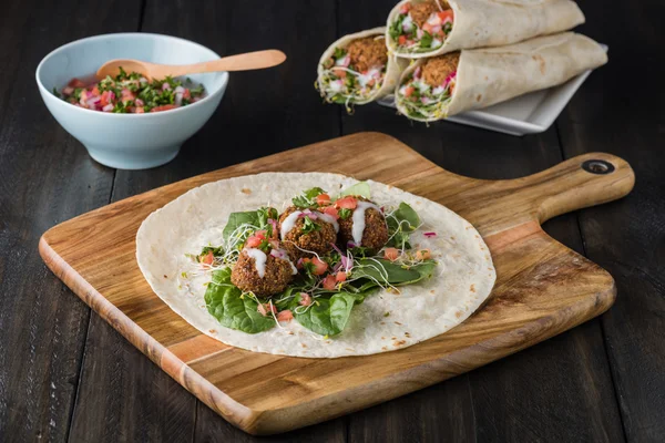 Vegan Falafel Wrap With Salsa — Stock Photo, Image