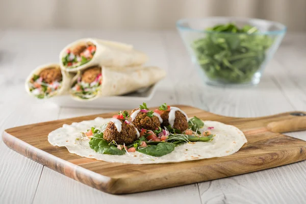 stock image Vegan Falafel Wrap With Salsa 