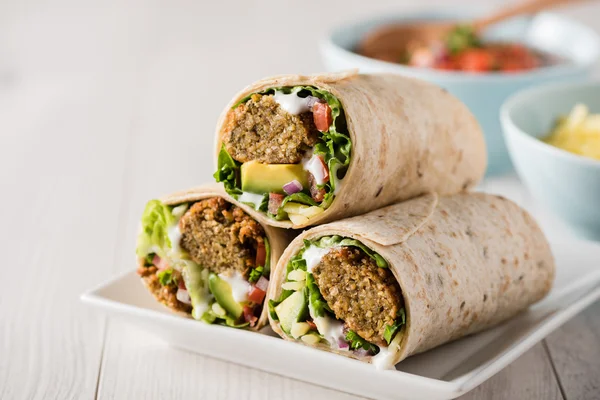 Vegetarische Falafel-Wraps — Stockfoto