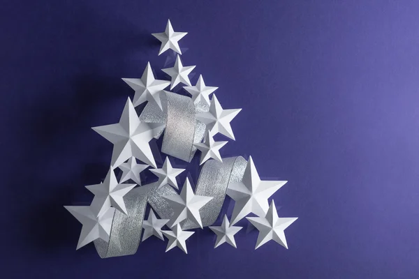 Beyaz Yıldız ve gümüş şerit — Stok fotoğraf
