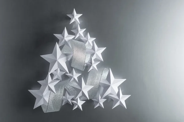 White Stars and Silver Ribbon — Stock Photo, Image