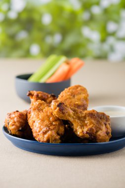 Barbekü sıcak tavuk kanadı bira içip pub Garden