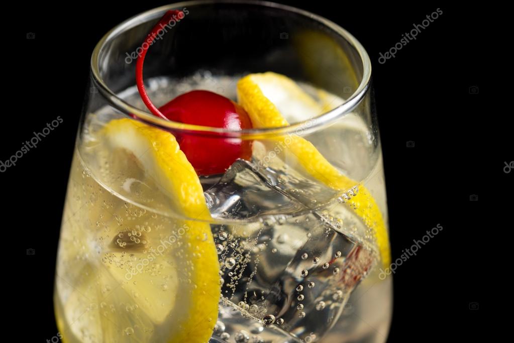 Tom Collins cocktails on black background — Stock Photo © a41cats