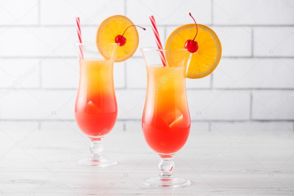 Fresh home made Tequila sunrise cocktails
