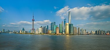 Çin Shanghai Pudong bölgesi manzarası