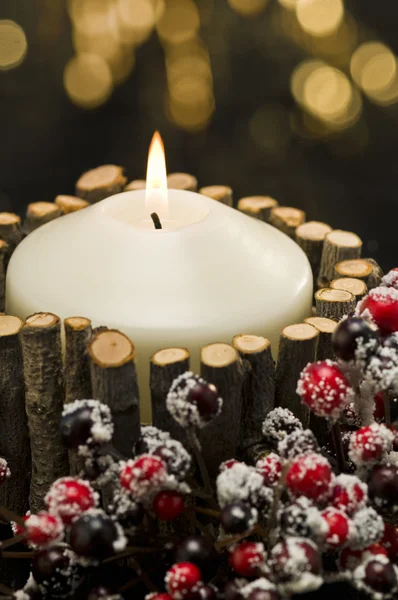 Autumn decorated candles — Stock Photo, Image