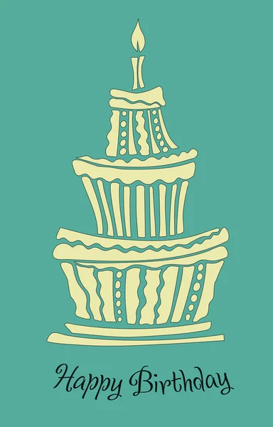 Grand gâteau d'anniversaire stylisé — Image vectorielle