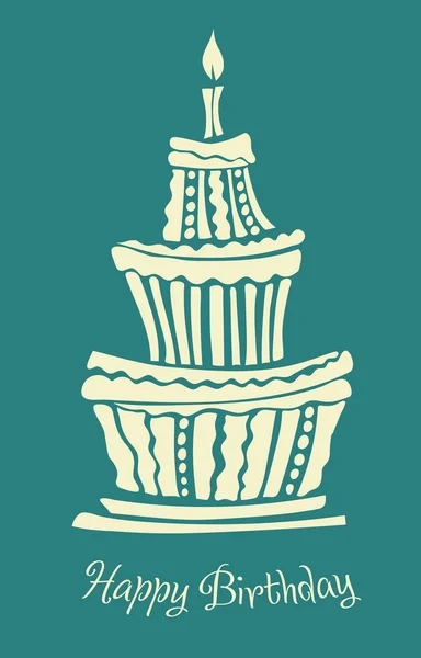 Grand gâteau d'anniversaire stylisé — Image vectorielle