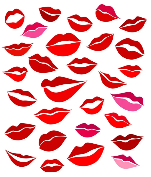 Big set of stylized graphics lips — Stock Vector