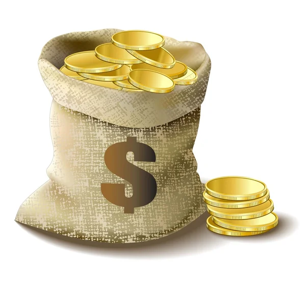 Sac avec dollar d'or — Image vectorielle