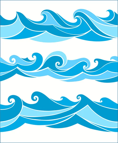 Set de ondas sin costura vektor — Vector de stock