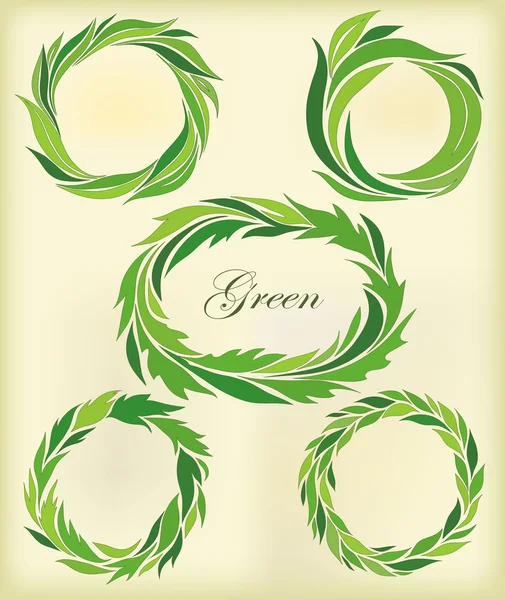 Set round a framework of stylized green leaf — Stock vektor