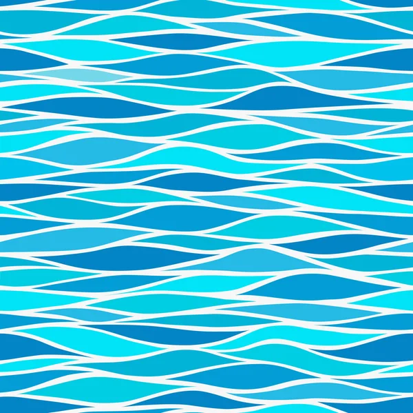 Seamless patterns with stylized waves blue shades — Stock Vector