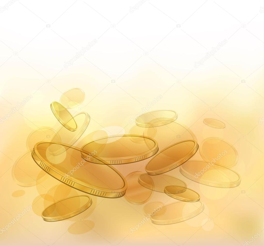 Abstract composition with gold coins