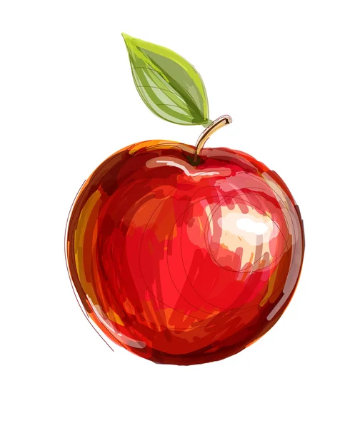 Векторний ескіз червоного яблука в техніці акварелі — стоковий вектор