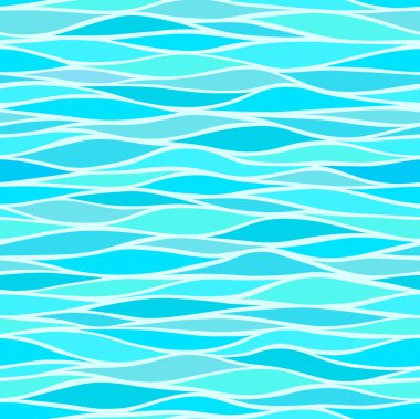 Seamless patterns with stylized waves blue shades clipart