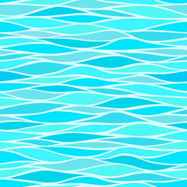 Seamless patterns with stylized waves blue shades — Stock Vector