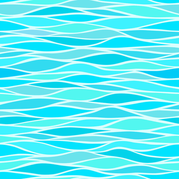 Seamless patterns with stylized waves blue shades