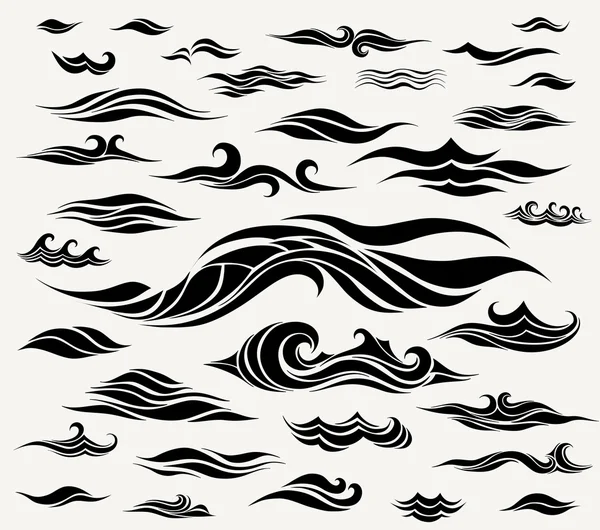 Conjunto de ondas vectoriales de elementos para diseño — Archivo Imágenes Vectoriales