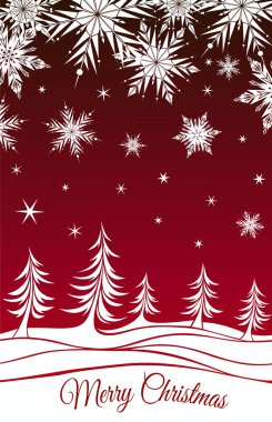 Çam ağaçları ve kar taneleri ile Noel arka plan