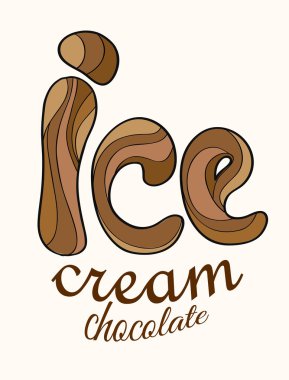 Çikolatalı dondurma stilize metin