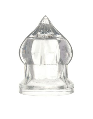 Güzel cam dekoratif unsur üzerinde beyaz bir adam izole