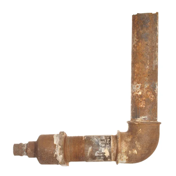 Fragment de l'ancien conduit d'eau constitué de tuyaux et de raccords — Photo