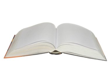 Beyaz arkaplanda izole edilmiş boş sayfalarla açılan kitap.      