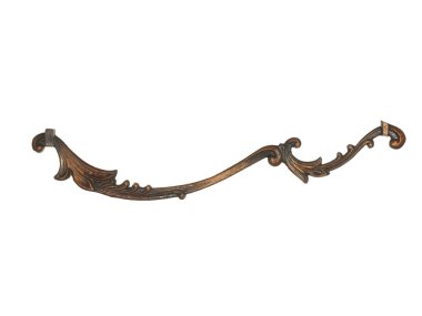 Beyaz arkaplanda izole edilmiş klasik şekilli bronz dekoratif element.        