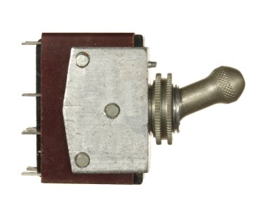 Beyaz arka plan üzerinde izole endüstriyel elektrik anahtarı. 