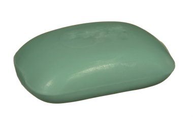 Kek sabun yeşil beyaz arka plan üzerinde izole.