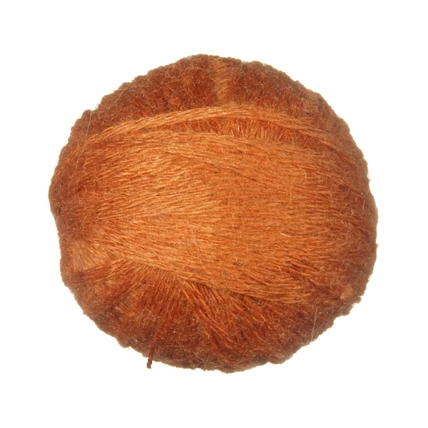 Skein of wool yarn orange isolated on white background. — Stock Photo, Image