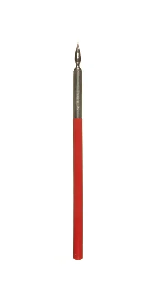Antika penna med röda trähandtag isolerad på en vit bak — Stockfoto