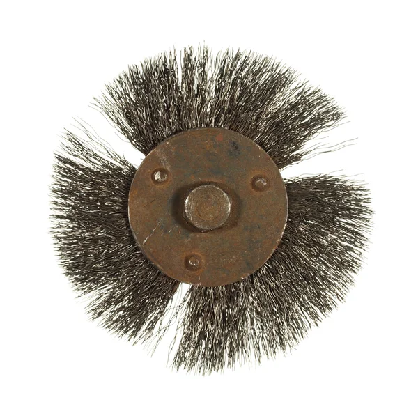 Brosse ronde pour perceuse isolée sur fond blanc . — Photo