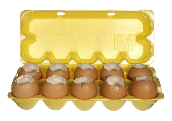 Caja huevos de pollo vacíos aislados sobre fondo blanco . —  Fotos de Stock